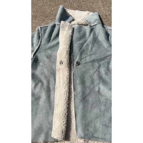 Dylan Jacket Women Size XS Light Blue Fur Lined Collared Long Sleeve Snap Button - Picture 3 of 5